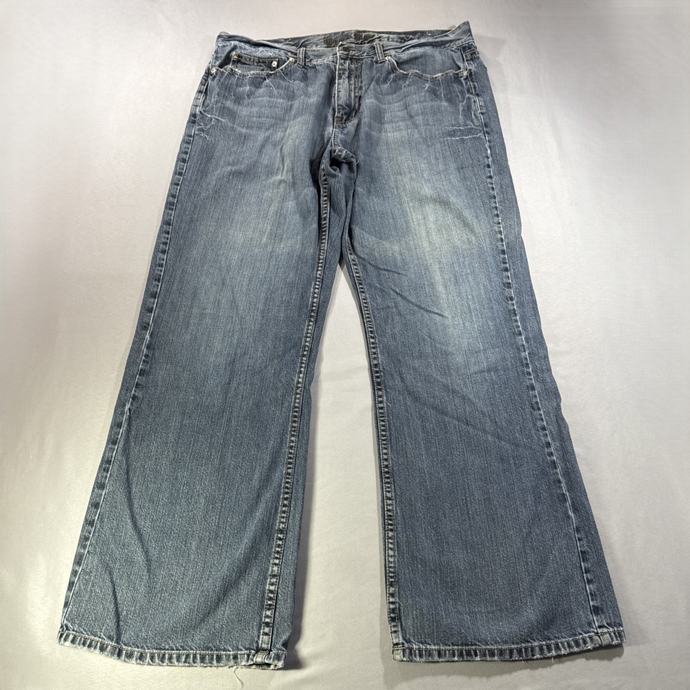 Guess Jeans Mens 38x31 Relaxed Wide Leg Blue Medium Wash Y2K Distressed Denim